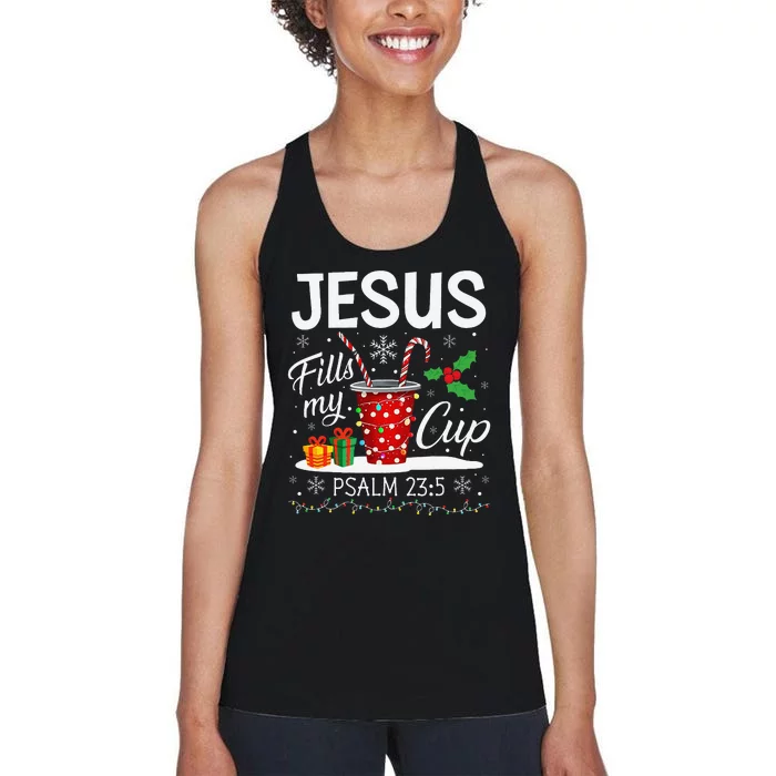 Jesus Fills My Cup Psalm 23.5 Coffee Cup Christmas Ugly Women's Racerback Tank