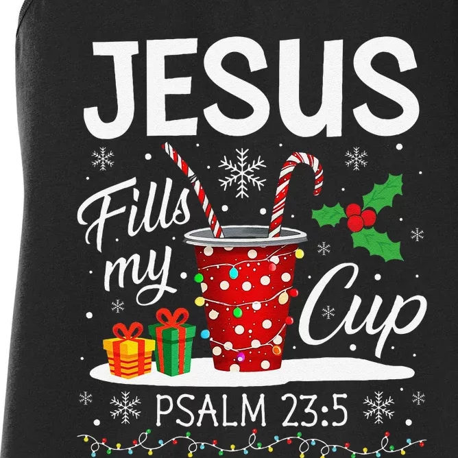 Jesus Fills My Cup Psalm 23.5 Coffee Cup Christmas Ugly Women's Racerback Tank