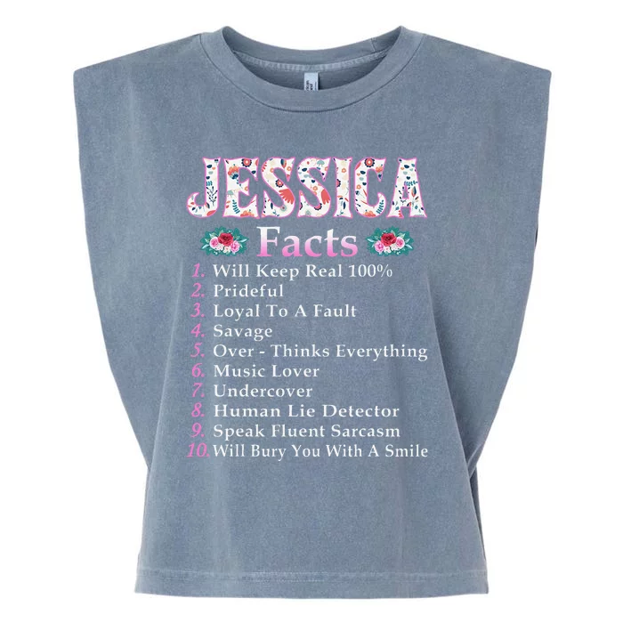 Jessica First Name Jessica Facts Floral Garment-Dyed Women's Muscle Tee