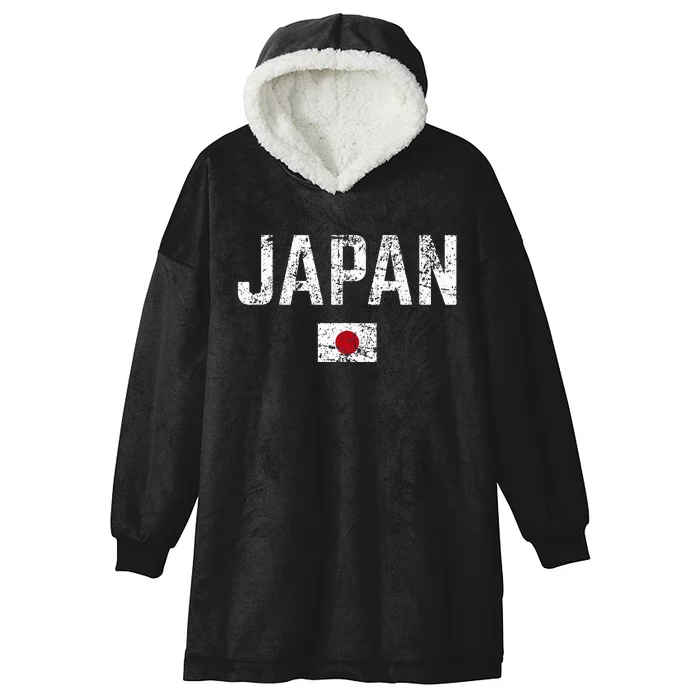 Japan Flag Nippon Blue Japan Hooded Wearable Blanket