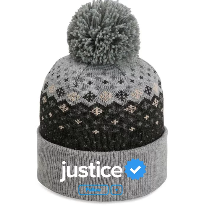 Justice First Name Verified Badge Social Media Justice Gift The Baniff Cuffed Pom Beanie