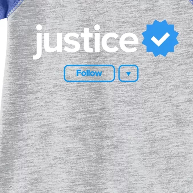 Justice First Name Verified Badge Social Media Justice Gift Infant Baby Jersey Bodysuit