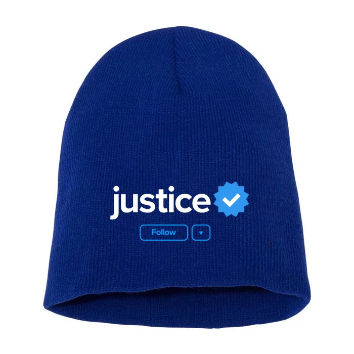 Justice First Name Verified Badge Social Media Justice Gift Short Acrylic Beanie