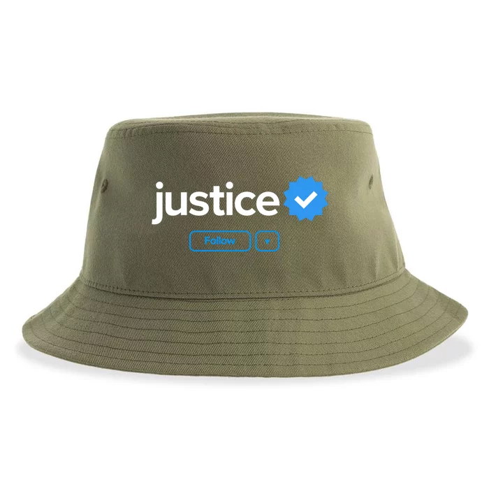 Justice First Name Verified Badge Social Media Justice Gift Sustainable Bucket Hat