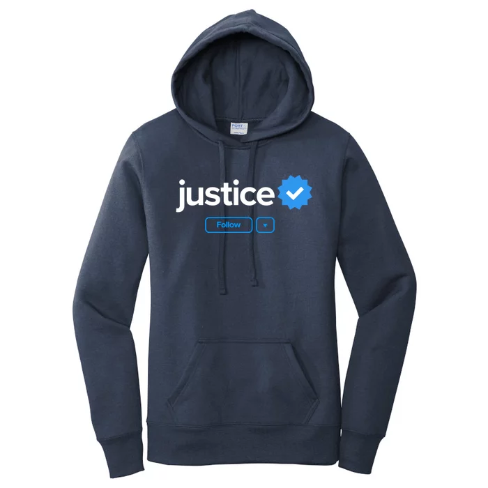 Justice First Name Verified Badge Social Media Justice Gift Women's Pullover Hoodie