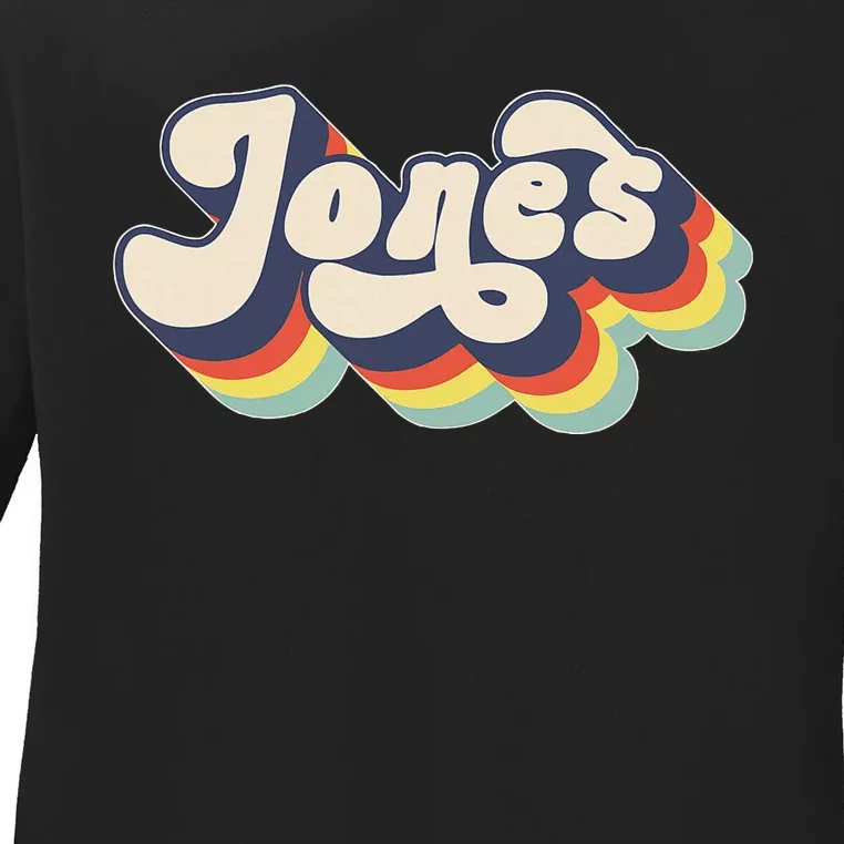 Jones Family Name Personalized Surname Ladies Long Sleeve Shirt