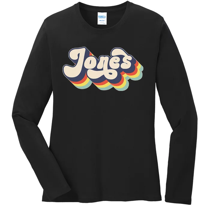 Jones Family Name Personalized Surname Ladies Long Sleeve Shirt