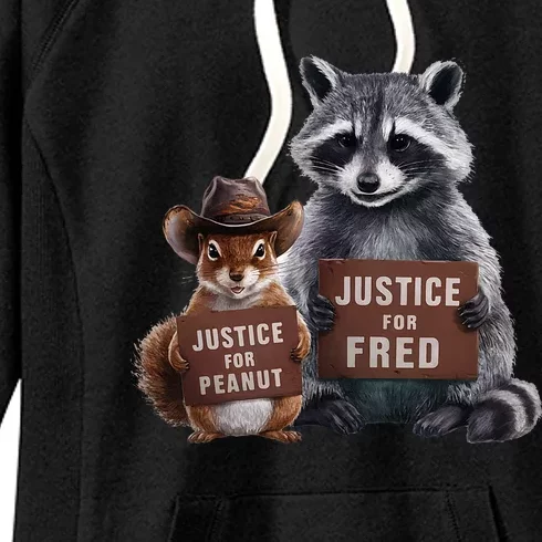 Justice For Peanut The Squirrel Justice For Fred The Raccoon Women's Fleece Hoodie