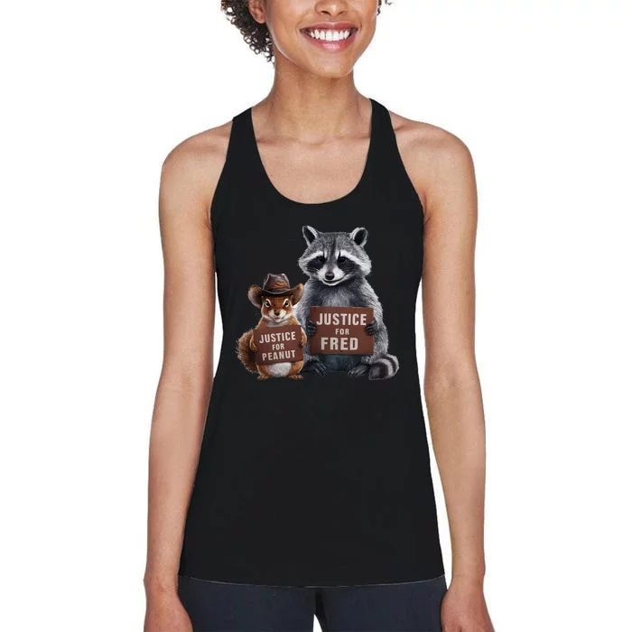 Justice For Peanut The Squirrel Justice For Fred The Raccoon Women's Racerback Tank