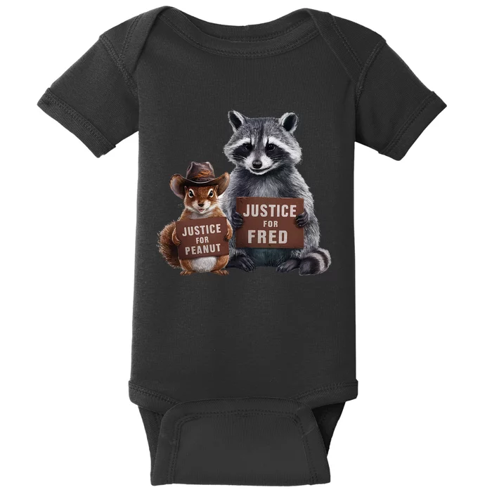 Justice For Peanut The Squirrel Justice For Fred The Raccoon Baby Bodysuit