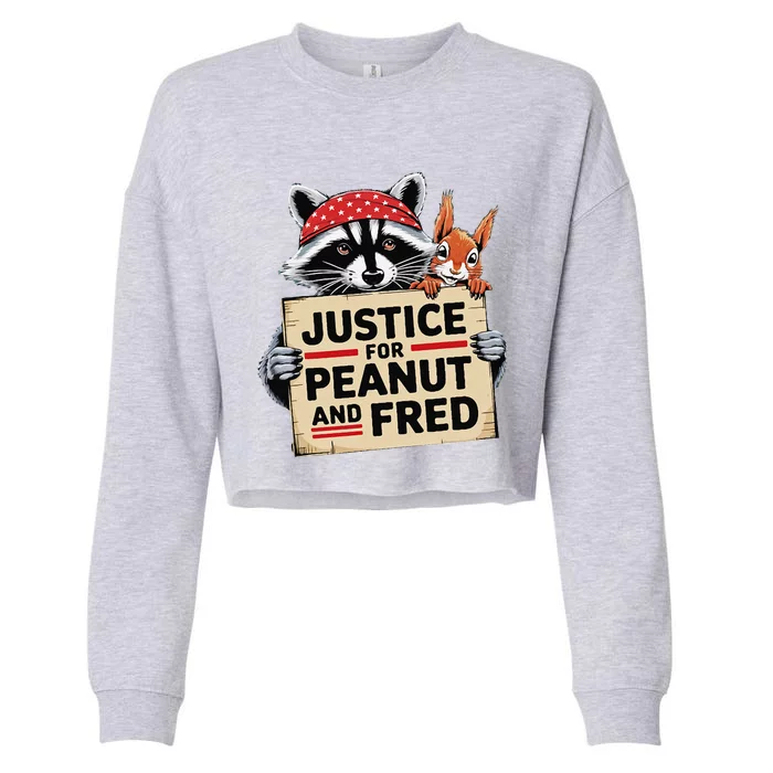 Justice For Peanut The Squirrel And Fred The Raccoon Cropped Pullover Crew