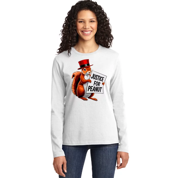 Justice For Peanut The Squirrel Peanut Squirrel Ladies Long Sleeve Shirt