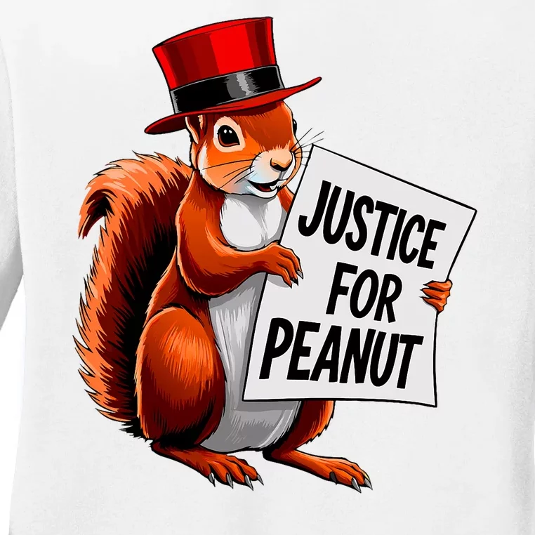 Justice For Peanut The Squirrel Peanut Squirrel Ladies Long Sleeve Shirt