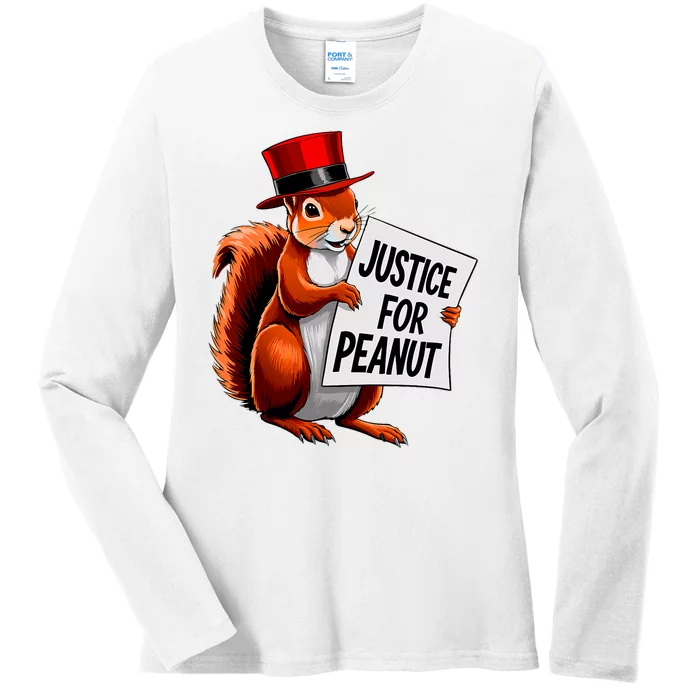 Justice For Peanut The Squirrel Peanut Squirrel Ladies Long Sleeve Shirt