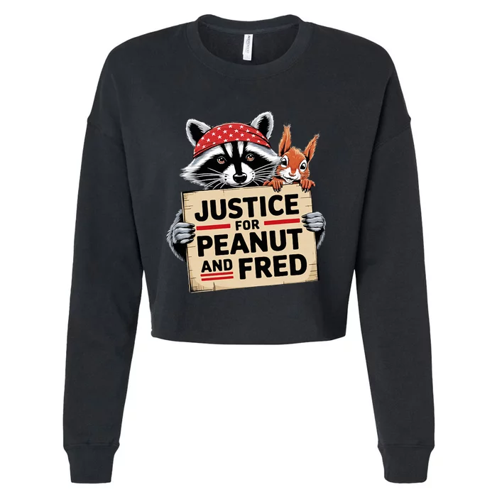 Justice For Peanut The Squirrel And Fred The Raccon Cropped Pullover Crew