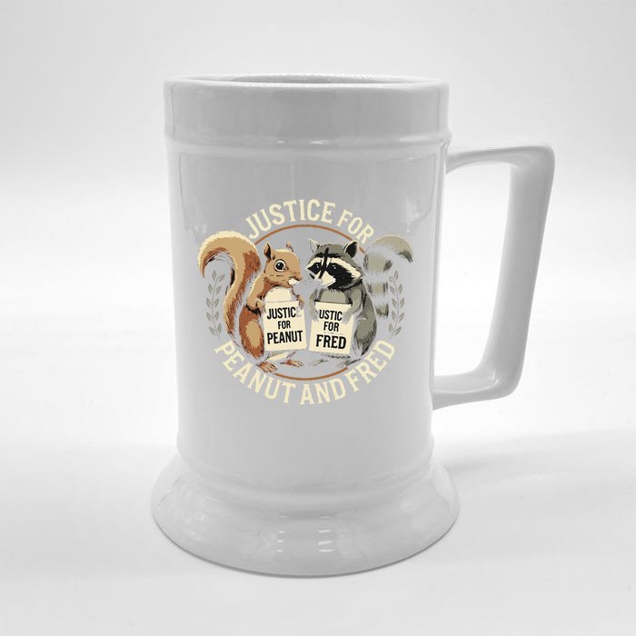 Justice For Peanut And Fred Peanut Squirrel Fred Raccoon Front & Back Beer Stein