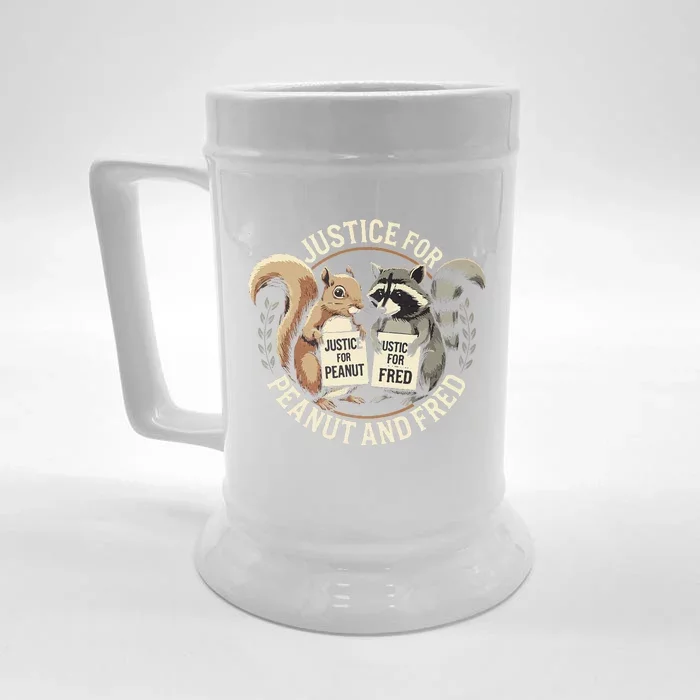 Justice For Peanut And Fred Peanut Squirrel Fred Raccoon Front & Back Beer Stein