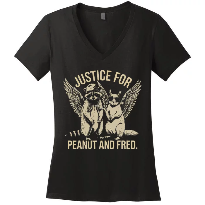 Justice For Peanut And Fred Peanut Squirrel Fred Raccoon Women's V-Neck T-Shirt