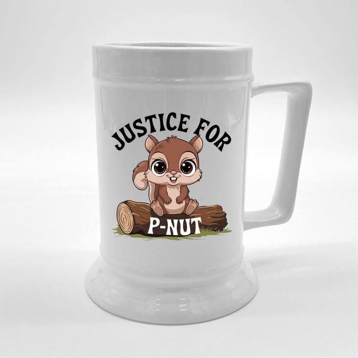 Justice For Pnut Special Squirrel . Pnut Justice Front & Back Beer Stein