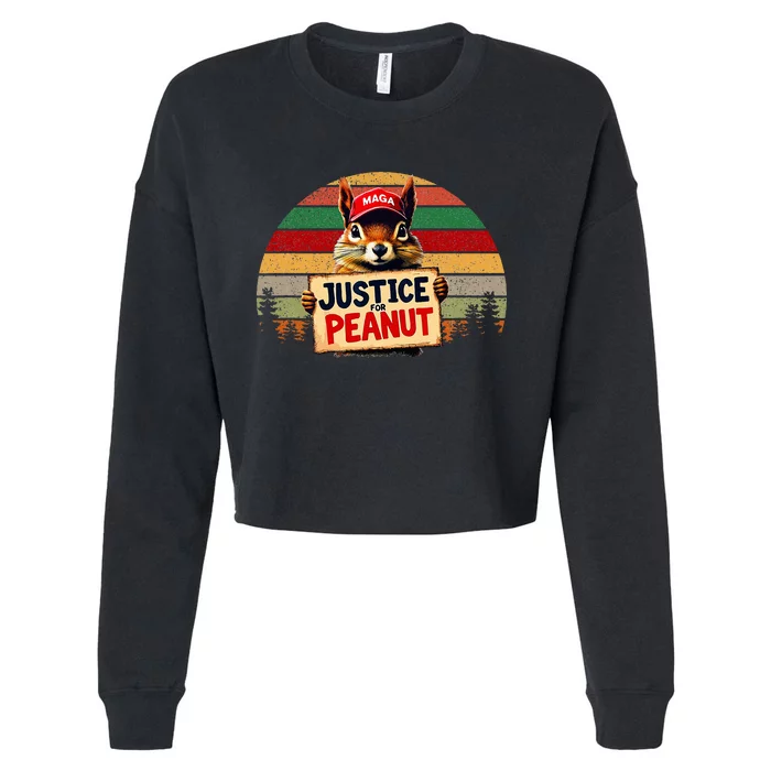 Justice For Peanut The Squirrel Maga Wild Animals Spirrels Cropped Pullover Crew