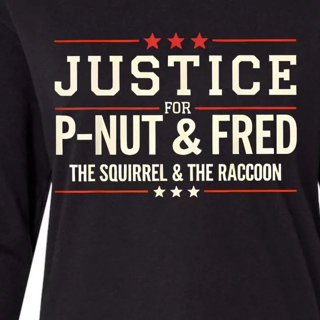 Justice For Pnut And Fred The Squirrel Peanut Justice Womens Cotton Relaxed Long Sleeve T-Shirt