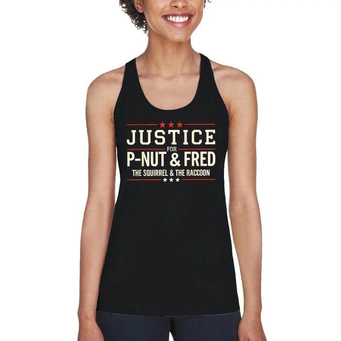 Justice For Pnut And Fred The Squirrel Peanut Justice Women's Racerback Tank