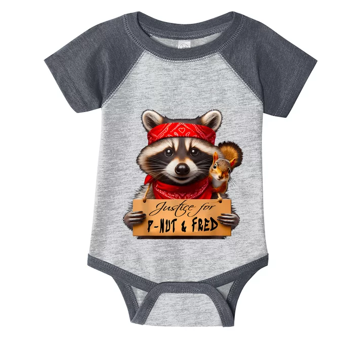 Justice For Peanut The Squirrel Pnut & Fred The Raccoon Infant Baby Jersey Bodysuit