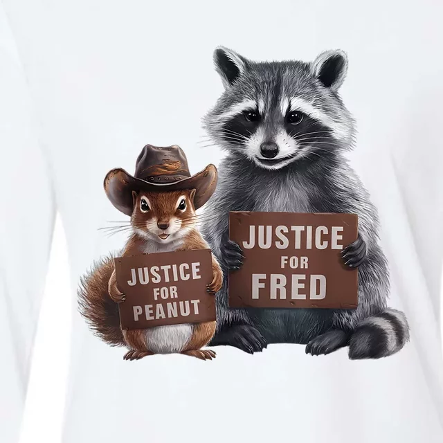 Justice For Peanut The Squirrel Justice For Fred The Raccoon Womens Cotton Relaxed Long Sleeve T-Shirt