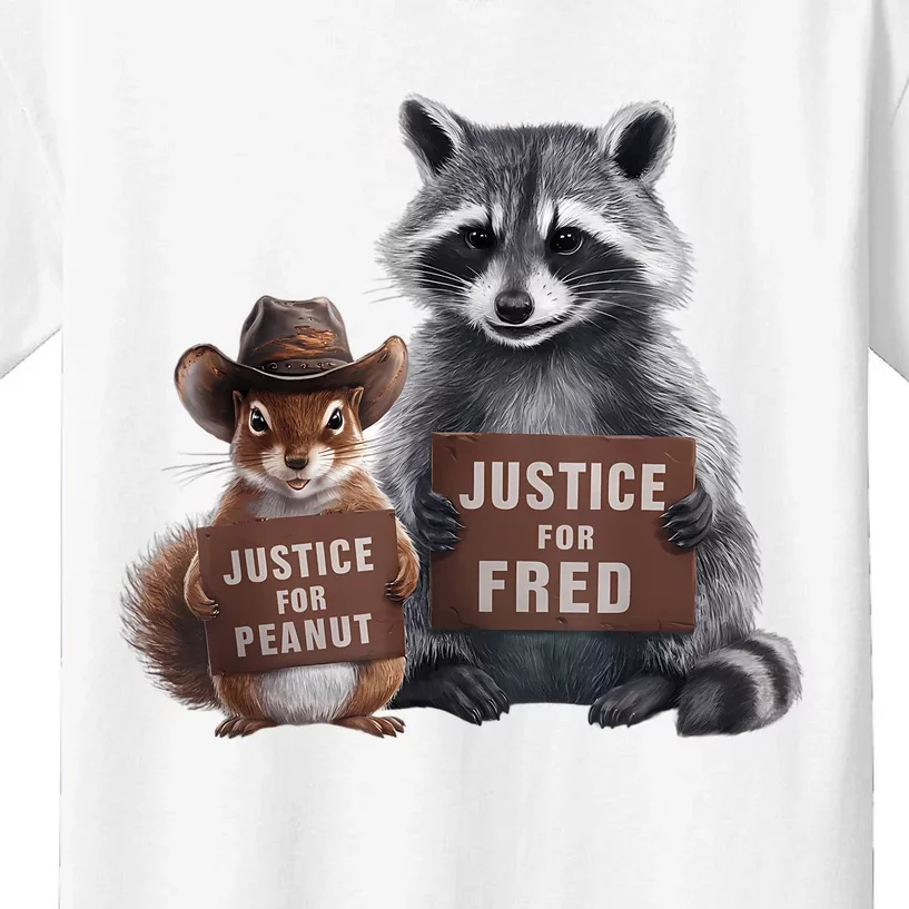 Justice For Peanut The Squirrel Justice For Fred The Raccoon Kids T-Shirt