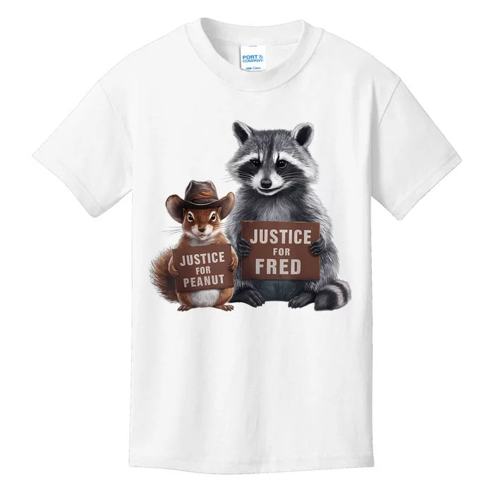 Justice For Peanut The Squirrel Justice For Fred The Raccoon Kids T-Shirt