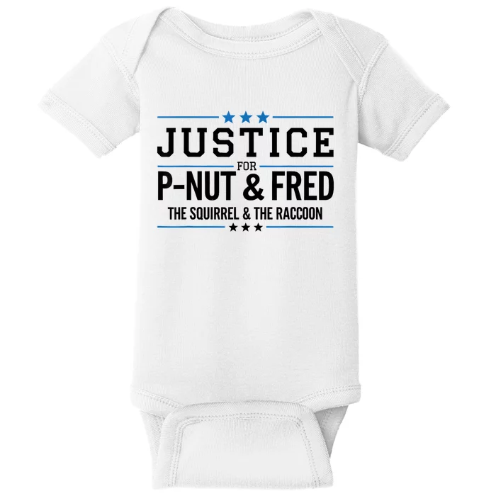 Justice For Pnut & Fred The Squirrel And The Raccoon Baby Bodysuit