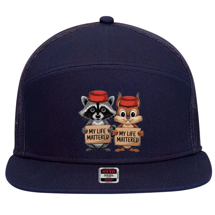 Justice For Peanut The Squirrel And Fred The Raccoon 7 Panel Mesh Trucker Snapback Hat