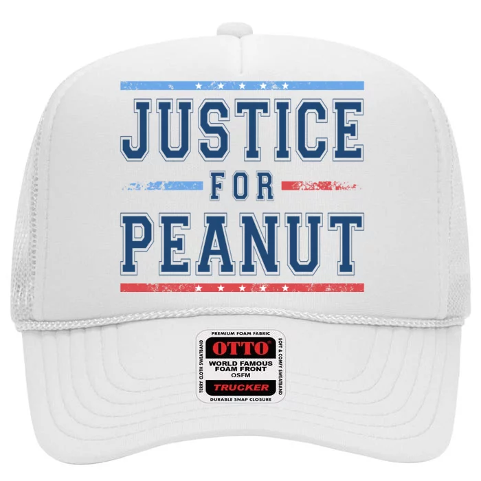 Justice For Peanut The Squirrel Usa Flag High Crown Mesh Trucker Hat