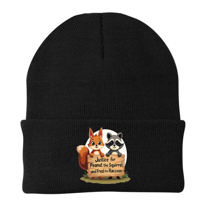 Justice For Peanut The Squirrel And Fred The Raccoon Knit Cap Winter Beanie