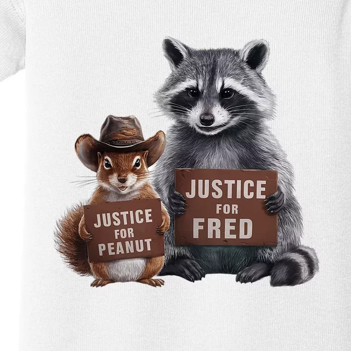 Justice For Peanut The Squirrel Justice For Fred The Raccoon Baby Bodysuit