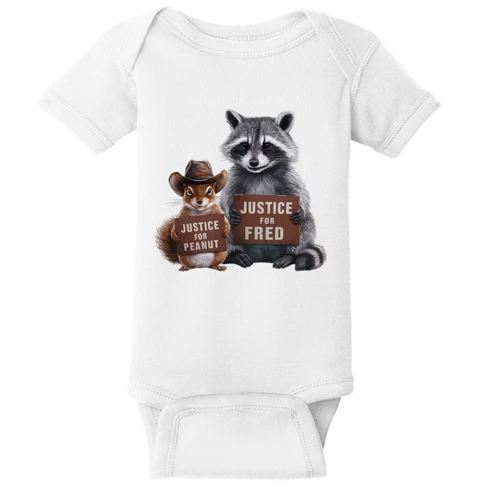 Justice For Peanut The Squirrel Justice For Fred The Raccoon Baby Bodysuit