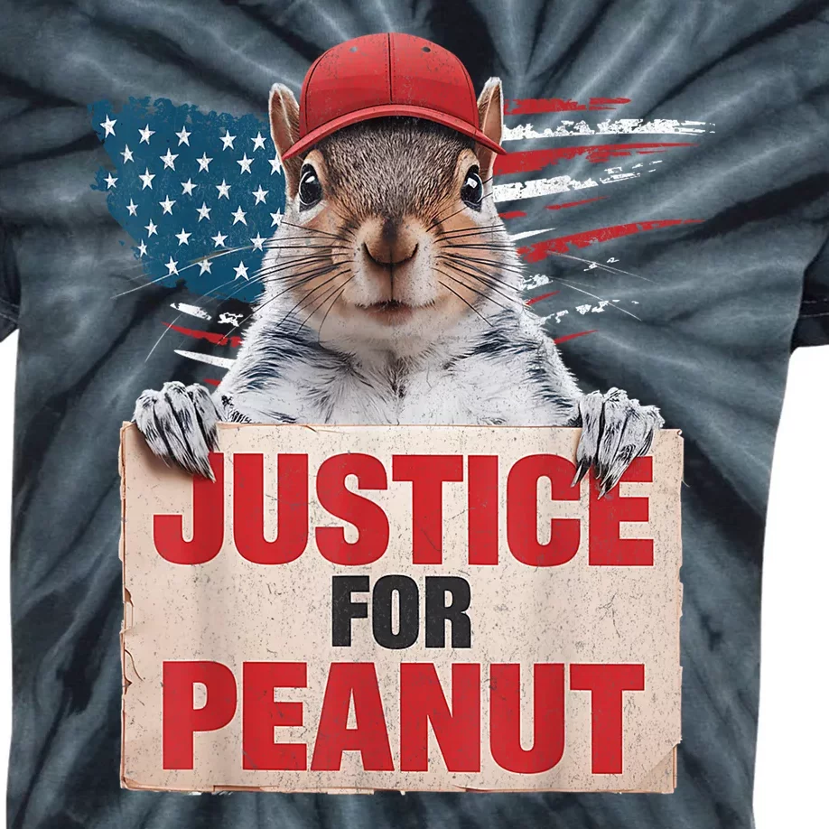 Justice For Peanut The Squirrel American Flag Peanut Squirrel Gift Kids Tie-Dye T-Shirt