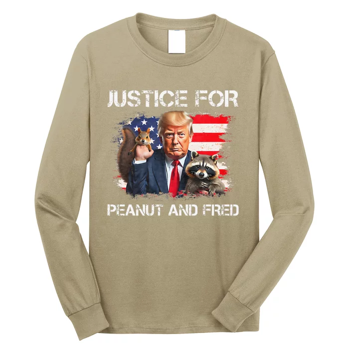 Justice For Peanut Squirrel Fred Raccoon Vote Trump Maga Long Sleeve Shirt