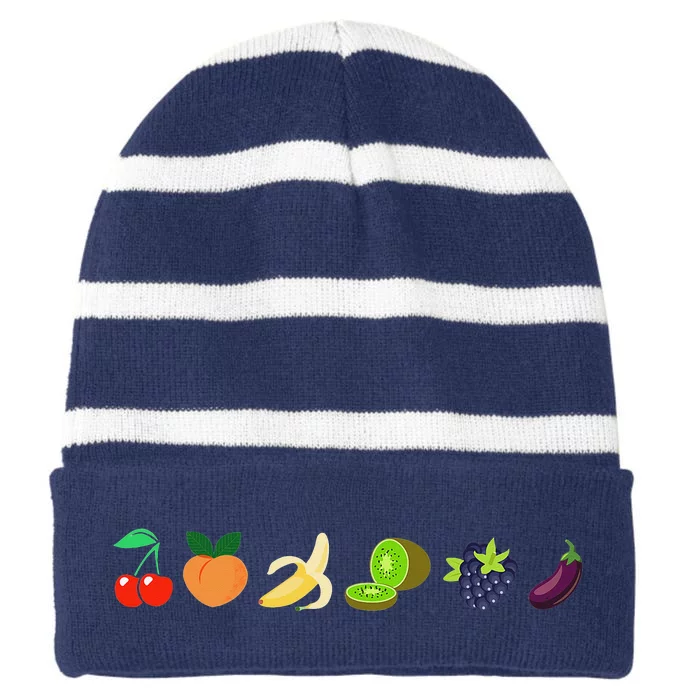 Just Freaking Peachy Feeling Summer Apparel Striped Beanie with Solid Band