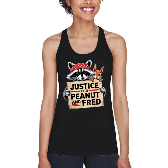 Justice For Peanut The Squirrel And Fred The Raccon Women's Racerback Tank