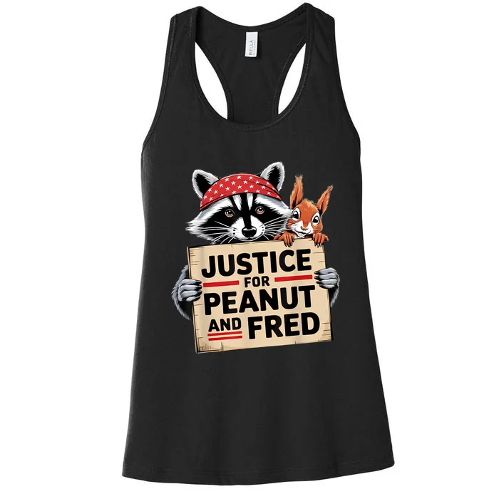 Justice For Peanut The Squirrel And Fred The Raccon Women's Racerback Tank