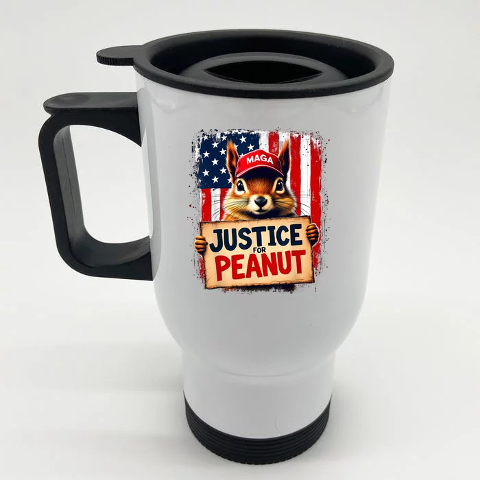 Justice For Peanut The Squirrel Peanut Squirrel Maga Front & Back Stainless Steel Travel Mug