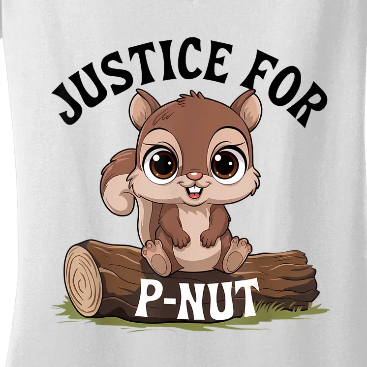 Justice For Pnut Special Squirrel Pnut Justice Women's V-Neck T-Shirt