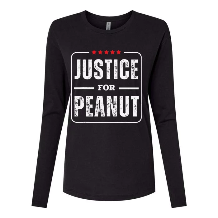 Justice For Peanut Bold Protest Message Womens Cotton Relaxed Long Sleeve T-Shirt