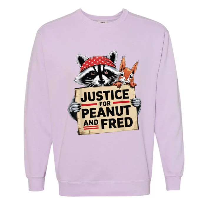 Justice For Peanut The Squirrel And Fred The Raccon Garment-Dyed Sweatshirt