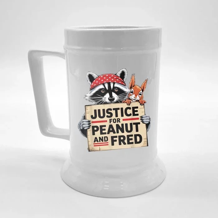 Justice For Peanut The Squirrel And Fred The Raccon Front & Back Beer Stein