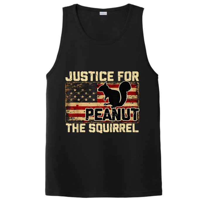 Justice For Peanut The Squirrel Usa Grunged Flag Peanut Squirrel Performance Tank