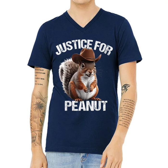 Justice For Peanut The Squirrel Cowboy Hat Peanut Squirrel V-Neck T-Shirt