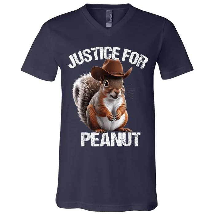 Justice For Peanut The Squirrel Cowboy Hat Peanut Squirrel V-Neck T-Shirt