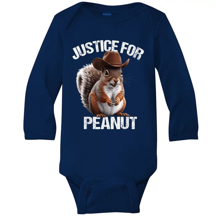 Justice For Peanut The Squirrel Cowboy Hat Peanut Squirrel Baby Long Sleeve Bodysuit